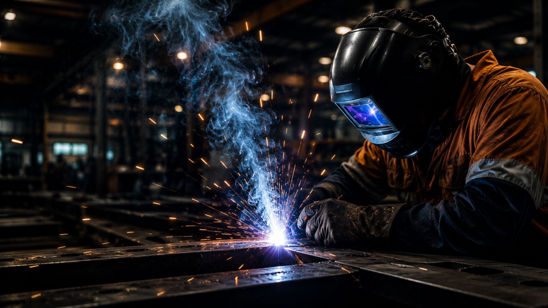IronFist Engineering welder working in a fabrication workshop